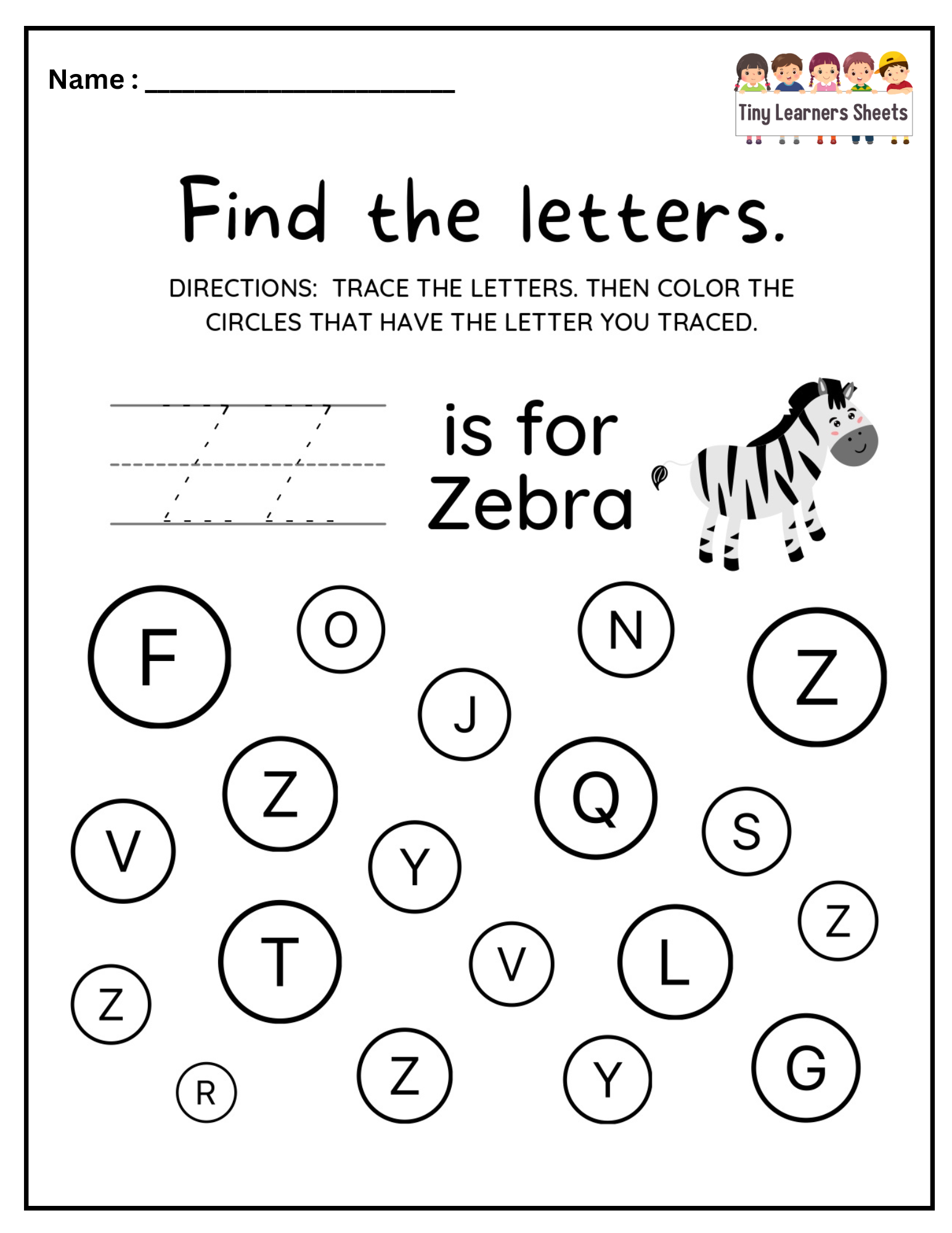 Find Letter Z worksheet